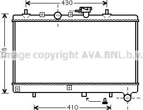 Радиатор охлаждения двигателя AVA для Kia Rio I 2002-2005. Артикул KA2054