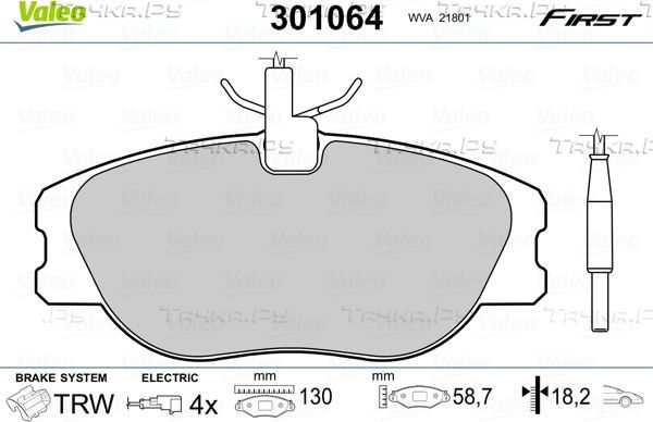 Тормозные колодки Valeo First передние для Fiat Scudo I 1996-2006. Артикул 301064