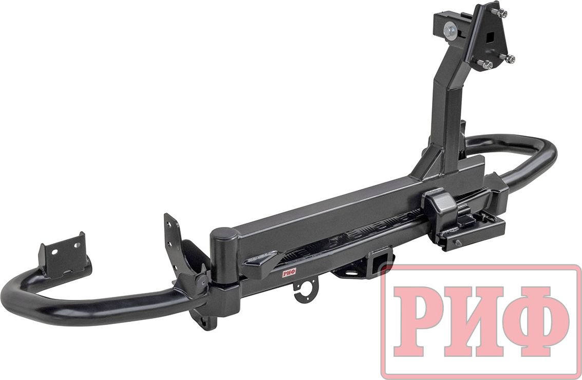 Бампер силовой РИФ задний c квадратом под фаркоп и калиткой, стандарт для УАЗ Патриот 2015-2026. Артикул RIF063-21076