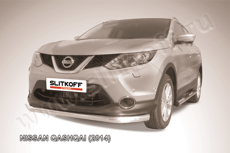 Защита Slitkoff переднего бампера d76 для Nissan Qashqai II 2014-2026. Артикул NIQ14-001