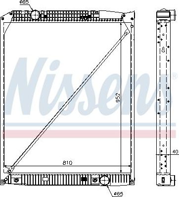 Радиатор охлаждения двигателя Nissens для Mercedes-Benz Actros MP2 2002-2008. Артикул 62649A