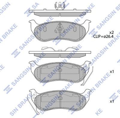 Тормозные колодки Sangsin Hi-Q. Артикул SP4167