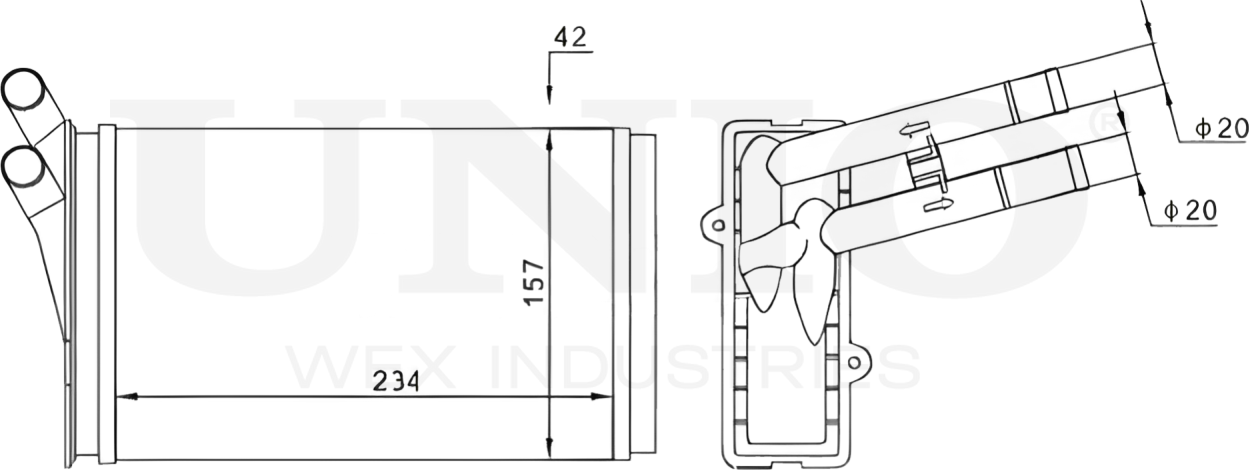 Радиатор отопителя (Unio). Артикул RAD-20005