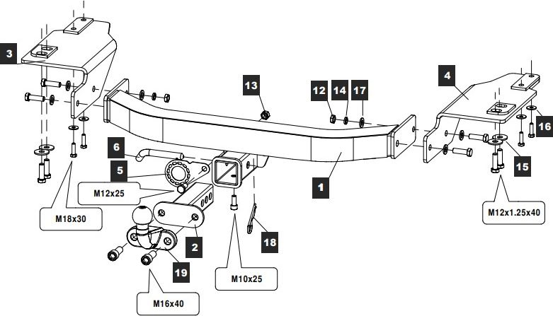 Фаркоп Baltex для Toyota Land Cruiser Prado 150 (вкл. TRJ150L-GKPEK с двигателем 2TR-FE) 2009-2026 с нержавеющей накладкой. Быстросъемный крюк. Артикул 24925238