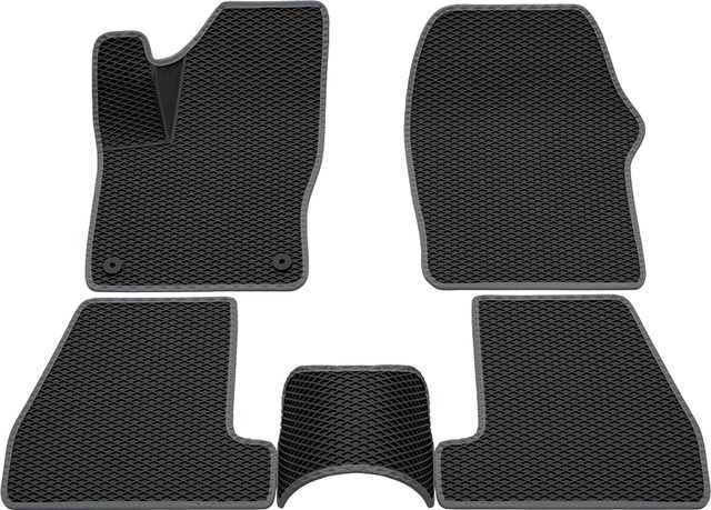 Коврики Rezkon 3D EVA ромб резиновые для салона Ford Focus III 2015-2019 Серый кант. Артикул 9216010202