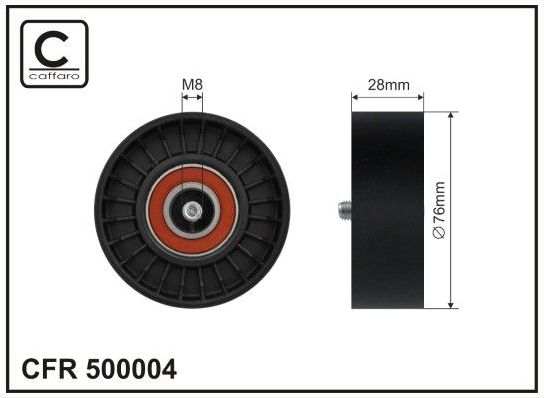 Направляющий (ведущий) ролик приводного поликлинового ремня Caffaro (полимерный материал). Артикул 500004