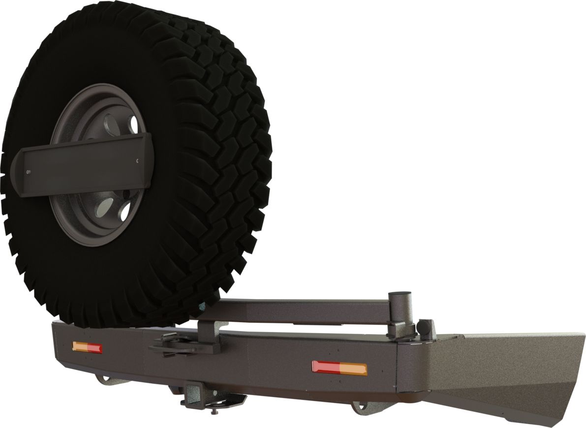 Бампер силовой STC задний для Mitsubishi Pajero Sport II 2008-2015 c квадратом под фаркоп, кронштейном крепления запасного колеса по центру, кронштейном крепления гос номера и дублирующими фонарями. Артикул STC-MPS2-BR-C1-L1