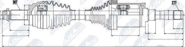 Полуось (привод в сборе, приводной вал) NTY передняя правая/левая для BMW X6 I (E71) 2008-2014. Артикул NPW-BM-016