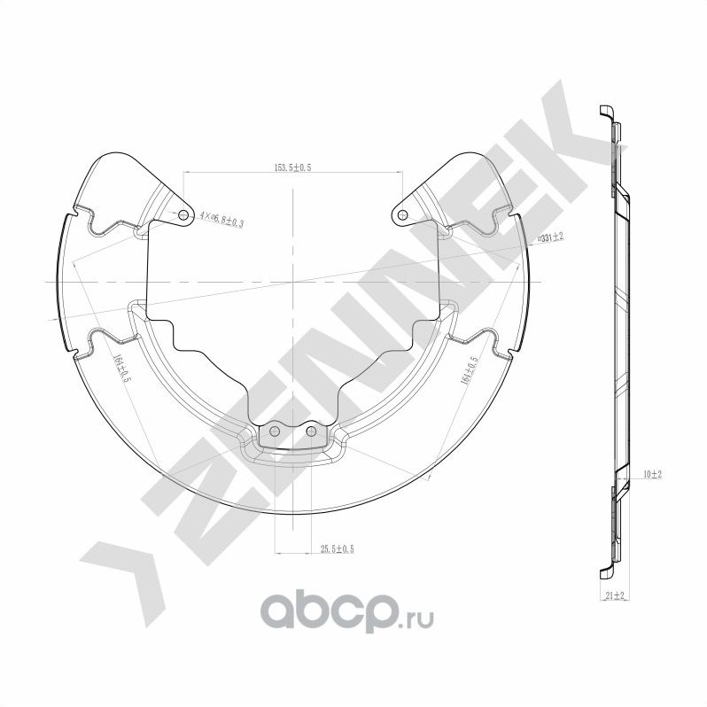 Защита тормозного диска передняя левая/правая FORD C-MAX 07-10, VOLVO S40 03-12 (Zennek). Артикул DCD0203