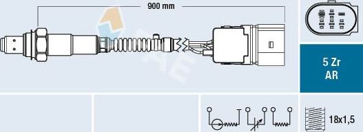Лямбда-зонд (кислородный датчик) FAE. Артикул 75021