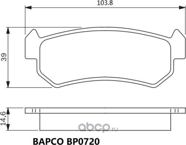 Колодки тормозные дисковые зад. CHEVROLET LACETTI (J200) 05 (Bapco). Артикул BP0720
