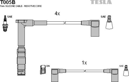 Высоковольтные провода (провода зажигания) (комплект) Tesla. Артикул T005B
