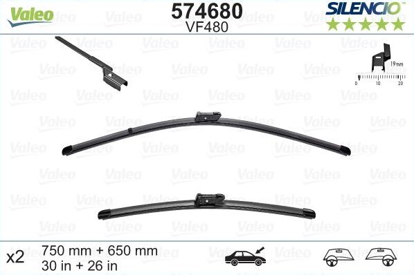 Щетки стеклоочистителя (дворники) Valeo для Citroen C4 II 2009-2026. Артикул 574680