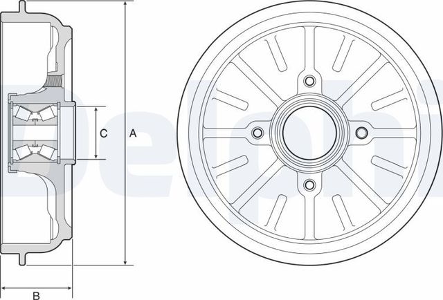 Тормозной барабан Delphi задний для Citroen C-Elysee I 2018-2026. Артикул BFR576