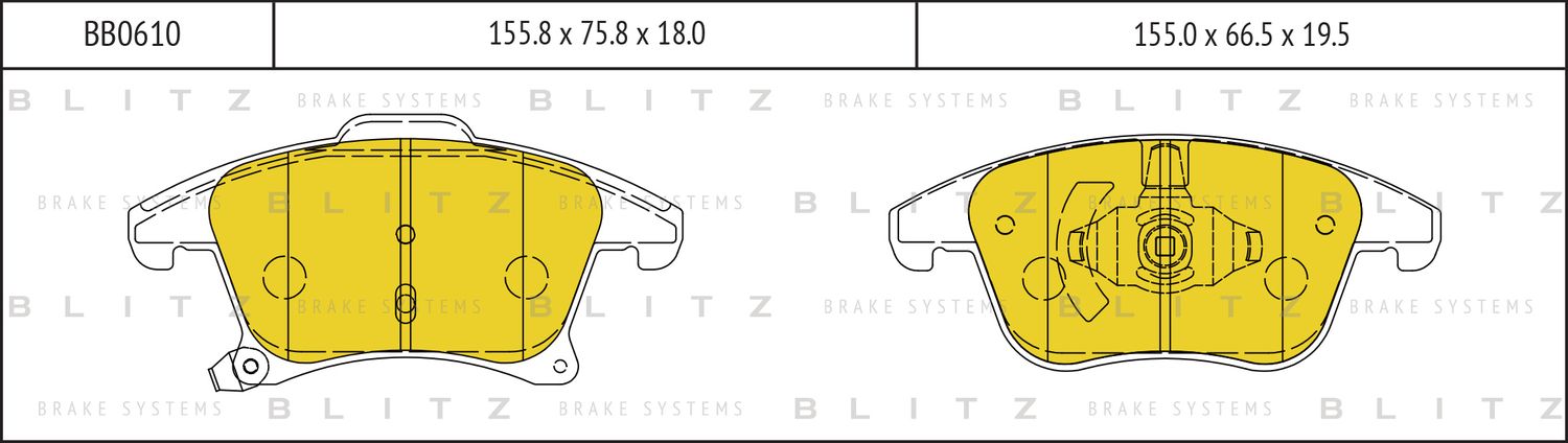 Колодки торм. FORD MONDEO 07>/S-MAX/VOLVO S80 06>/XC70/V70 07> пер. LowMetallic (Blitz). Артикул BB0610