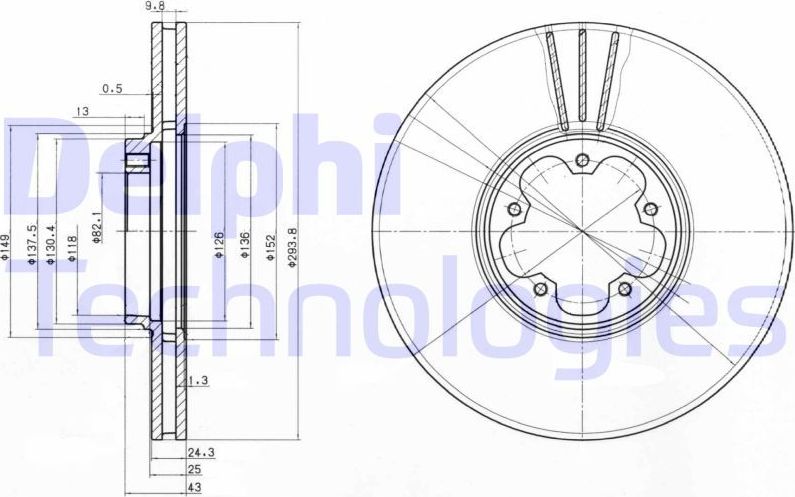 Тормозной диск Delphi. Артикул BG3504