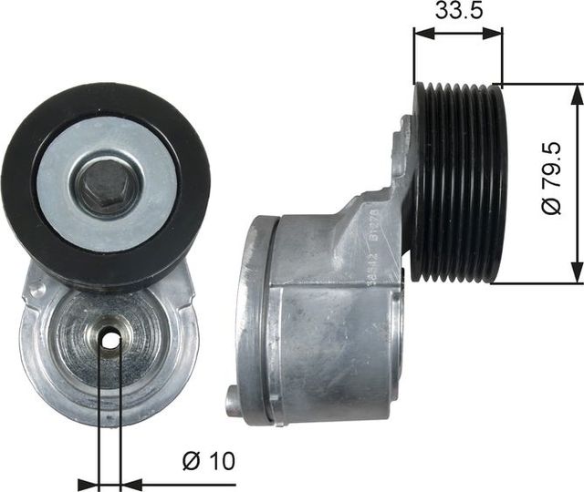 Натяжной ролик (натяжитель) приводного клинового зубчатого ремня Gates DriveAlign®. Артикул T39383