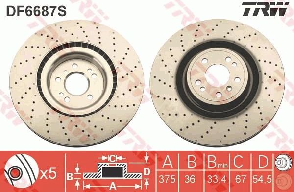 Тормозной диск TRW. Артикул DF6687S