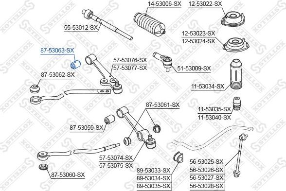 Сайлентблок переднего рычага подвески Stellox. Артикул 87-53063-SX