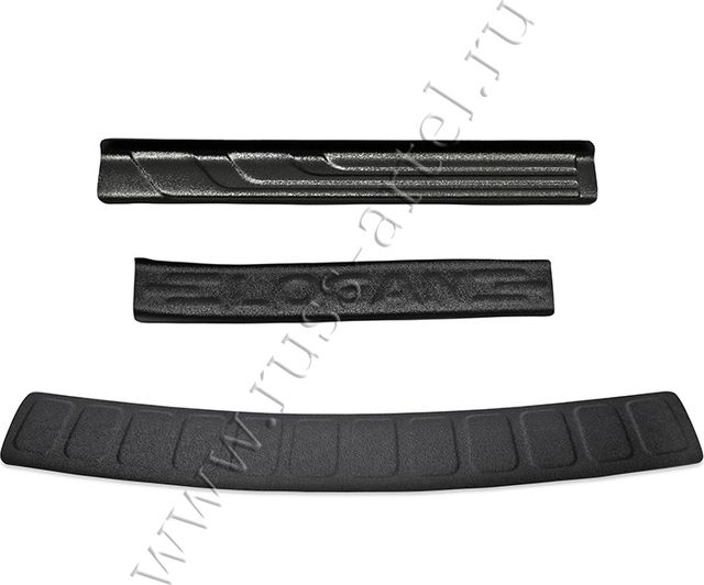 Защитный комплект №3 Русская Артель (накладки на пороги дверей и задний бампер) для Renault Logan I 2009-2012. Артикул ZKK-190702