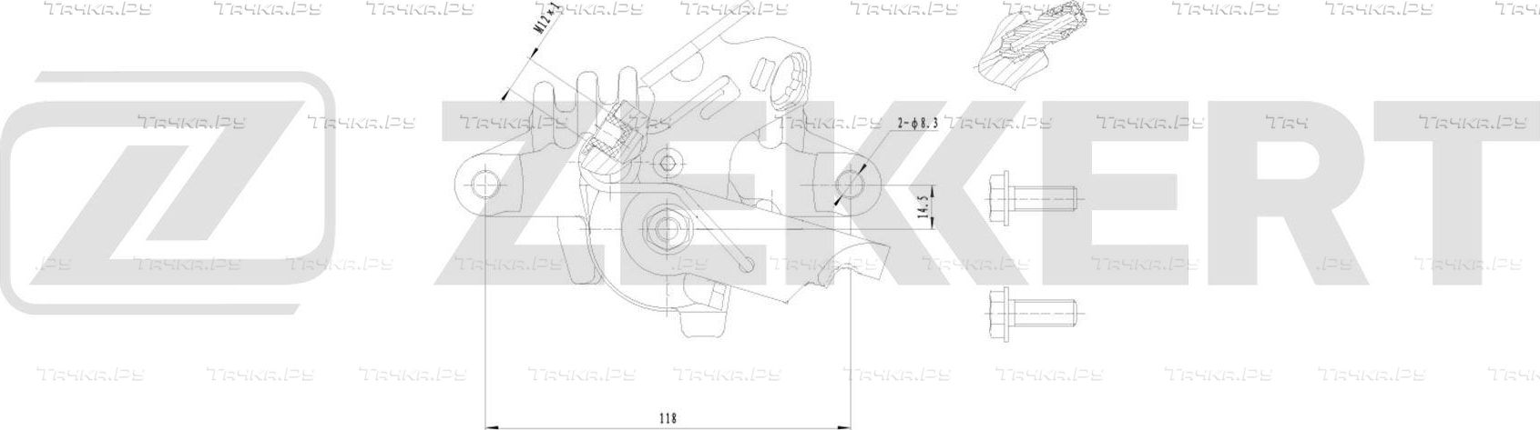 Тормозной суппорт Zekkert (алюминий) задний правый для Audi A3 II (8P) 2003-2013. Артикул BS-8309