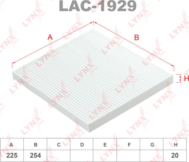 Салонный фильтр LYNXauto для Kia Optima IV 2015-2026. Артикул LAC-1929