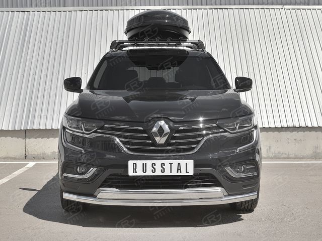 Защита РусCталь переднего бампера d63 секции-d75x42 дуга для Renault Koleos II 2016-2026. Артикул RKZ-002971