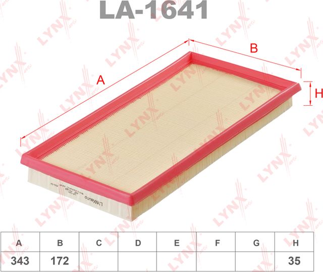 Воздушный фильтр LYNXauto. Артикул LA-1641