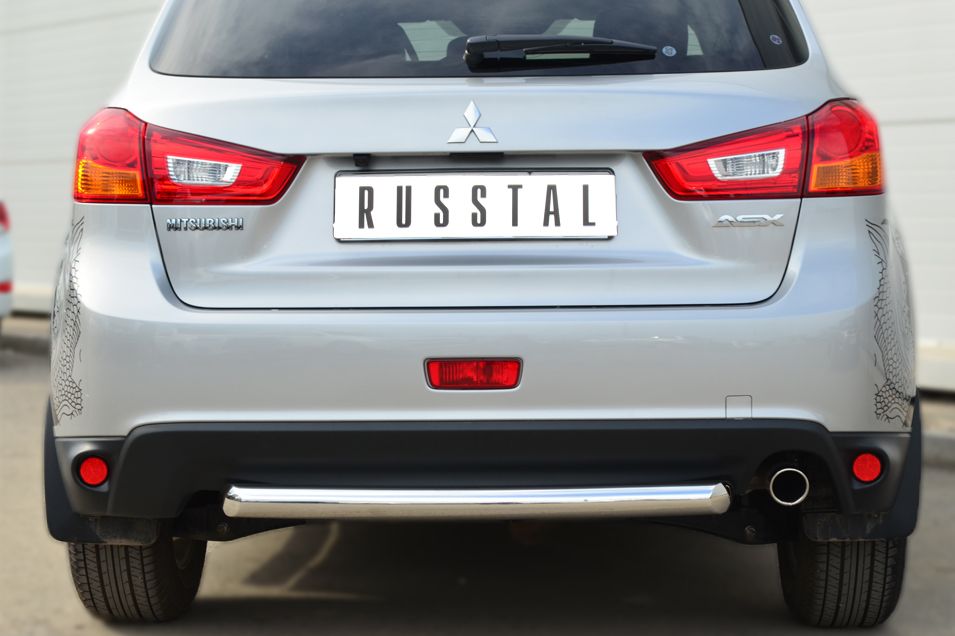 Защита РусCталь заднего бампера d63 (овал) для Mitsubishi ASX I рестайлинг 2012-2016. Артикул MASZ-001327