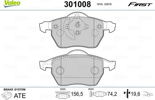 Тормозные колодки Valeo First. Артикул 301008