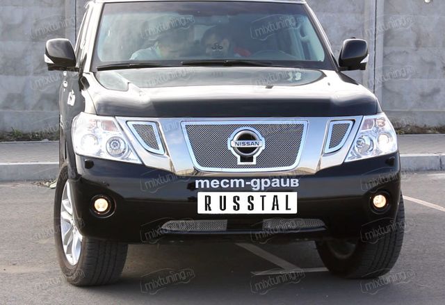 Накладка на решётку радиатора RusStal НИЖНЯЯ (комплект 2 шт) для Nissan Patrol Y62 2010-2013. Артикул PAZ-001815