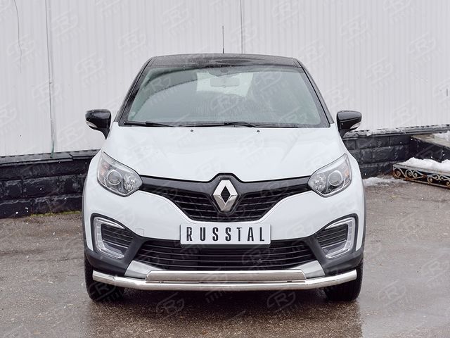 Защита RusStal переднего бампера d63 секция-75х42 дуга для Renault Kaptur 2016-2026. Артикул RKPZ-002464