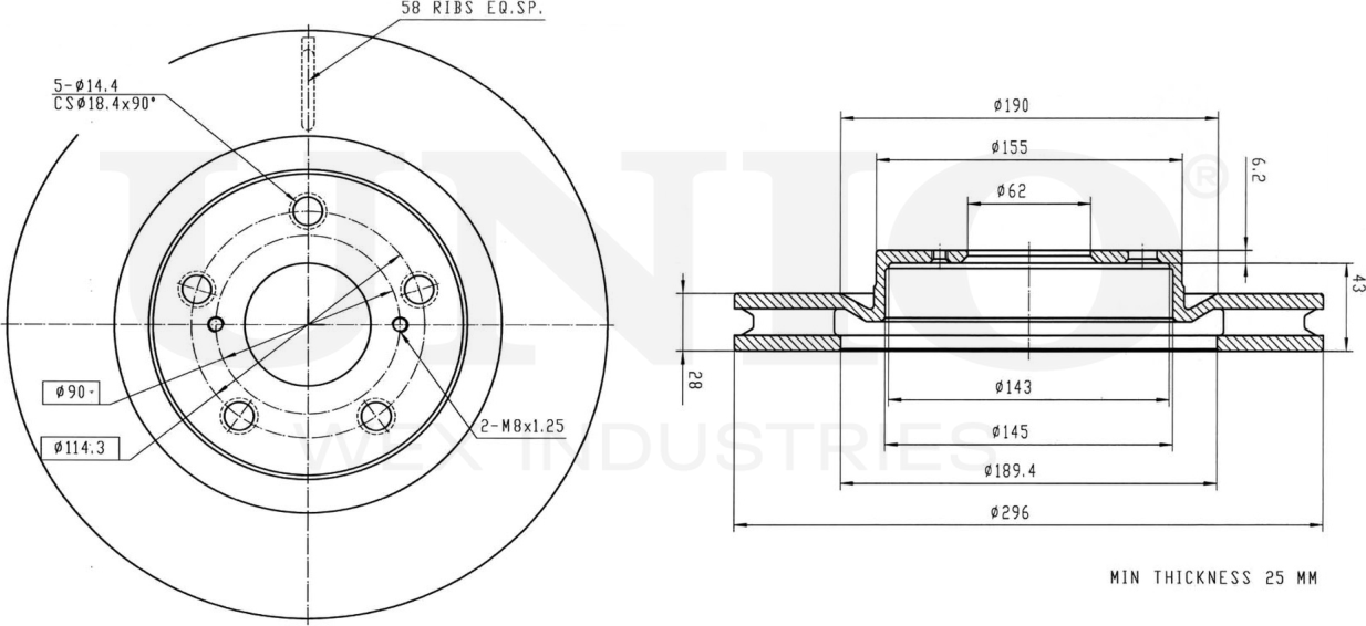 Диск тормозной (Unio). Артикул BRD-20009