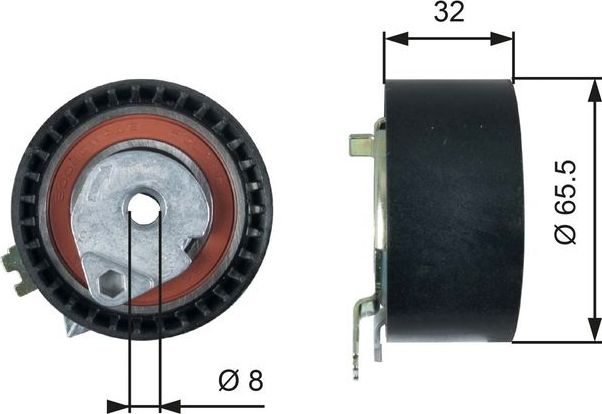 Натяжной ролик (натяжитель) ремня ГРМ Gates PowerGrip®. Артикул T43236