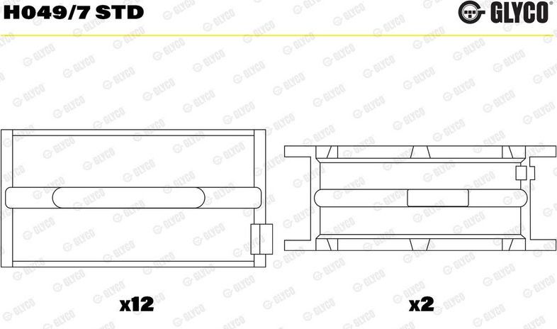 Вкладыши коренные Glyco для MAN Lion's City 1996-2026. Артикул H049/7 STD