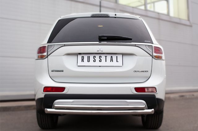 Защита RusStal заднего бампера d63 (дуга) d 42 (дуга) Mitsubishi Outlander III 2014-2026. Артикул MORZ-001905