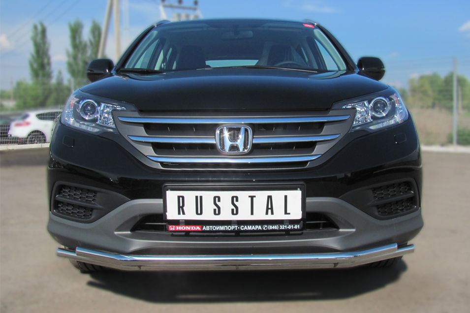 Защита РусCталь переднего бампера d42х42 для Honda CR-V IV до рестайлинга 2012-2015. Артикул HVZ-001335