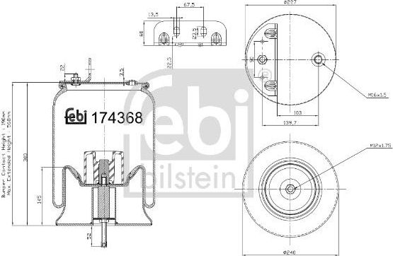Пневмоподушка (пневморессора) Febi Bilstein. Артикул 174368