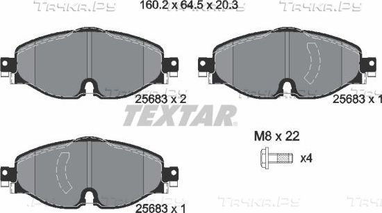Тормозные колодки Textar Q+ передние для Volkswagen Arteon I 2017-2026. Артикул 2568303