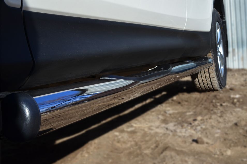 Защита порогов RusStal труба d76 с накладкой (вариант 2) для Toyota RAV4 IV 2013-2015. Артикул TR4T-0012842