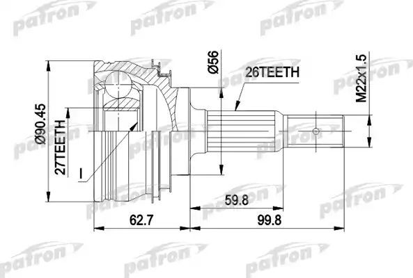 Шрус наружный (граната) Patron. Артикул PCV1207