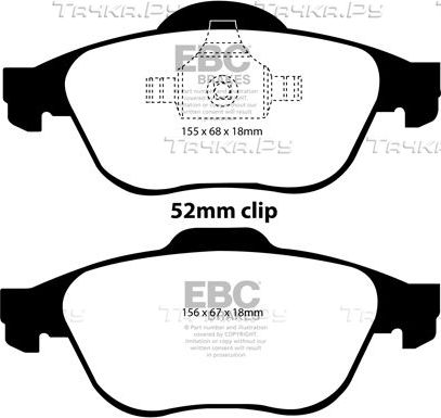 Тормозные колодки EBC Brakes передние для Renault Laguna III 2007-2015. Артикул DP21394