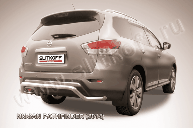Защита Slitkoff заднего бампера d57 волна для Nissan Pathfinder R52 2014-2026. Артикул NIP14-012
