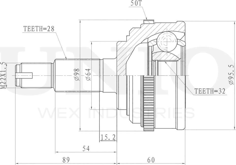 ШРУС наружный (Unio). Артикул CVJ-20227