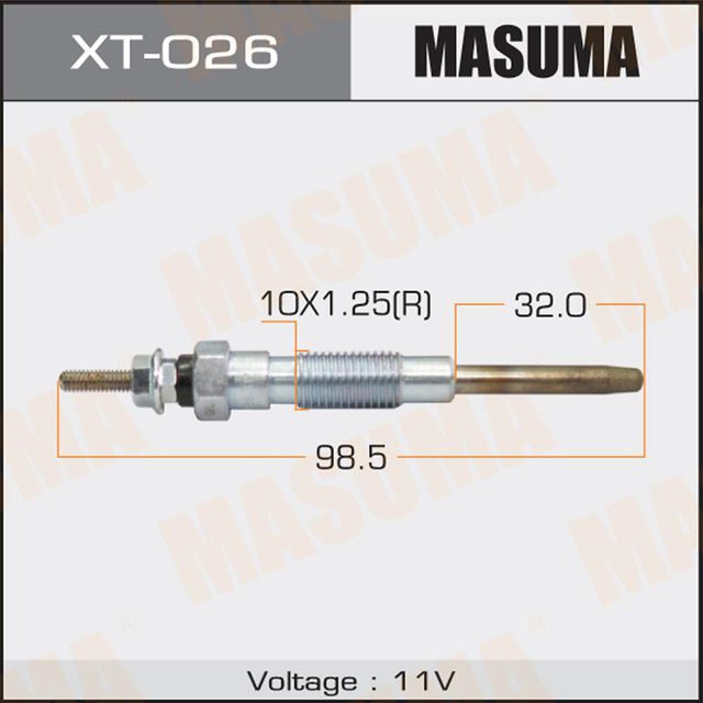 Свеча накаливания (накала) Masuma для Toyota Hilux V 1988-1997. Артикул XT-026
