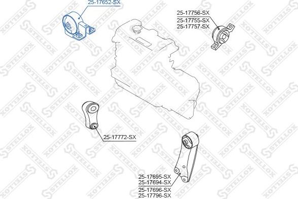 Подушка (опора) двигателя Stellox. Артикул 25-17652-SX