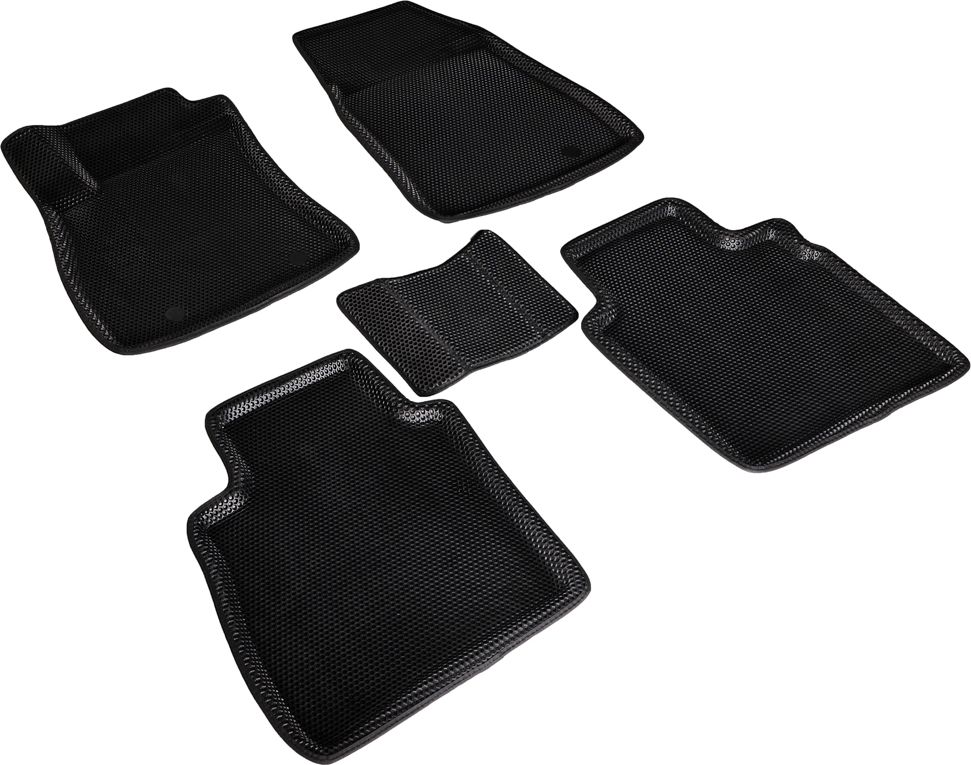 Коврики Seintex 3D EVA Соты для салона Nissan Tiida C13 2015-2026 ЧЕРНЫЕ. Артикул 95425