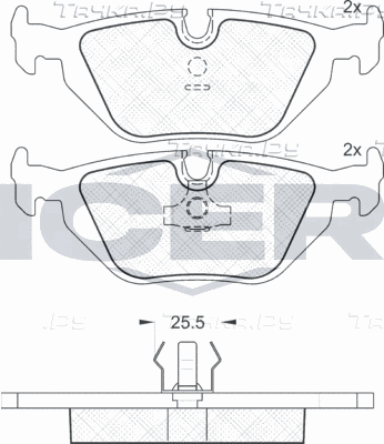 Тормозные колодки Icer задние для BMW Z1 1988-1991. Артикул 180802