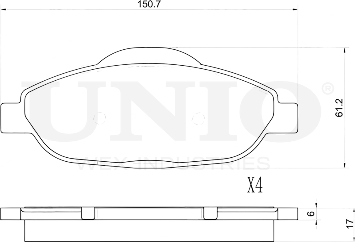 Колодки тормозные дисковые, комплект (Unio). Артикул BRP-20409