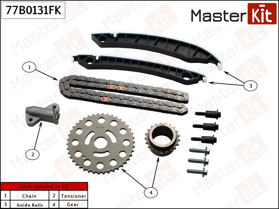 Комплект цепи ГРМ RENAULT M9R (Master KIT). Артикул 77B0131FK